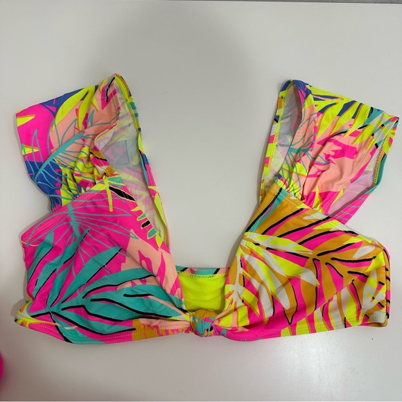 No Boundaries Womens Neon Tropical Palm Print Bikini Size L (11-13) - Picture 15 of 15